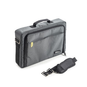 Graue B&W International Umhängetasche mit Vordertasche, Tragegriff und abnehmbarem Schultergurt – ideal für Laptop, Werkzeug oder mobiles Equipment.