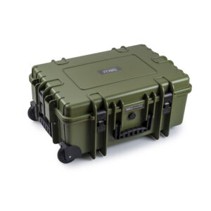 Mallette multi-usages vert bronze B&W International PP 428 avec roulettes idéale pour le transport sécurisé d'outils et d'équipements délicats.