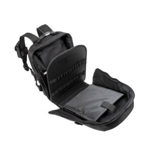 Schwarzer B&W International Werkzeurucksack mit aufklappbarem Hauptfach, Organizer-System und Laptopfach – ideal für Werkzeuge oder mobiles Arbeiten.