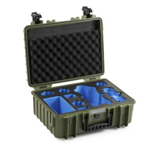 Stabiler B&W International Mehrzweckkoffer in bronze gruen mit passgenauem aplank Schaumstoff-Inlay und Noppenschaum im Deckel für sicheren Geräteschutz. Geeignet für dji mavic 4.